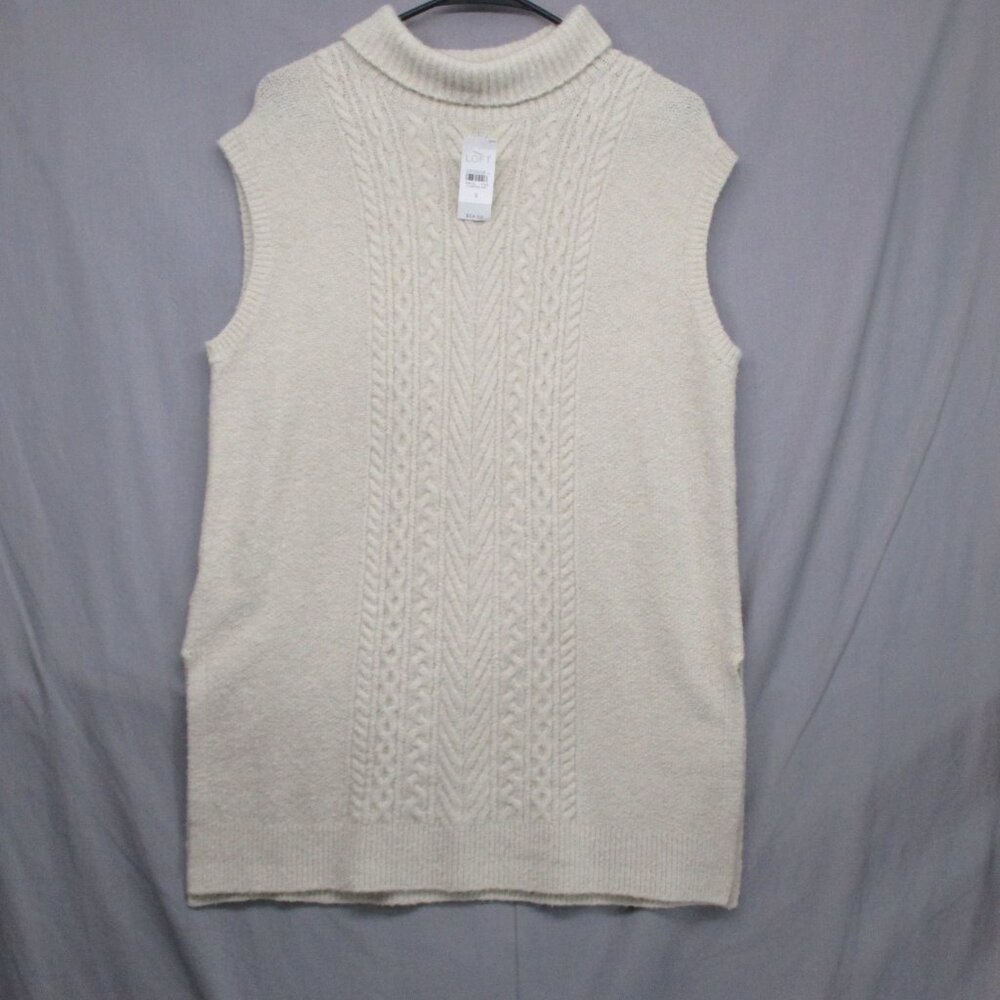 NWT Loft Sweater Vest Soft White Women Size | S - Picture 2 of 13